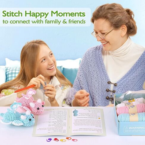 Crochet Kit for Beginners, Beginner Crochet Kit for Adults with Step-by-Step Video Tutorials, DIY Crochet Animal Kits Kids Knitting Supplies, 3 Pack Hamster Family(40%+ Yarn) in Saudi Arabia