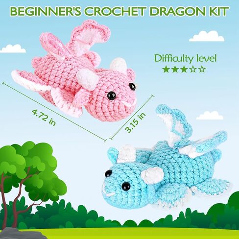 Crochet Kit for Beginners, Beginner Crochet Kit for Adults with Step-by-Step Video Tutorials, DIY Crochet Animal Kits Kids Knitting Supplies, 3 Pack Hamster Family(40%+ Yarn) in Saudi Arabia