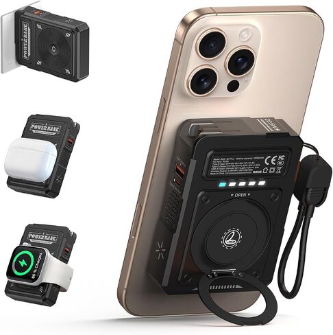 for Magsafe Battery Pack 10000mAh,5-in-1 Magnetic Power Bank Built in AC Plug,Magnetic Wireless Portable Charger for Apple Watch,22.5W Fast Charging Power Bank for iPhone 16 Pro Max/15/14/13/12 Mini in Kuwait