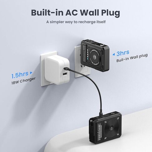 for Magsafe Battery Pack 10000mAh,5-in-1 Magnetic Power Bank Built in AC Plug,Magnetic Wireless Portable Charger for Apple Watch,22.5W Fast Charging Power Bank for iPhone 16 Pro Max/15/14/13/12 Mini in Kuwait