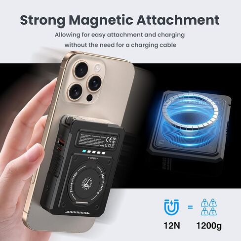 for Magsafe Battery Pack 10000mAh,5-in-1 Magnetic Power Bank Built in AC Plug,Magnetic Wireless Portable Charger for Apple Watch,22.5W Fast Charging Power Bank for iPhone 16 Pro Max/15/14/13/12 Mini in Kuwait