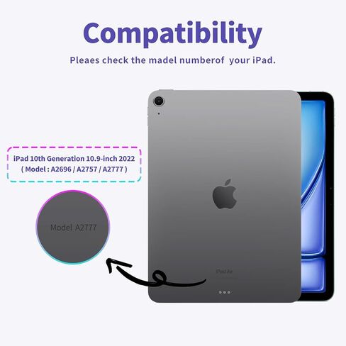 متوافق مع IPAD 10th Gen 10.9 بوصة (2022) | A2696 / A2757 / A2777 | فتحة القلم ، تصميم ثلاثي الأفق ، مقاومة للصدمات ، مقاومة للمنزل ، ويقوّى تلقائيًا ، أسود in Kuwait
