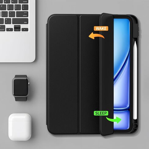 متوافق مع IPAD 10th Gen 10.9 بوصة (2022) | A2696 / A2757 / A2777 | فتحة القلم ، تصميم ثلاثي الأفق ، مقاومة للصدمات ، مقاومة للمنزل ، ويقوّى تلقائيًا ، أسود in Kuwait