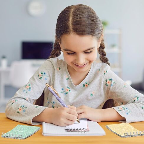 Sherr 16 Pcs Glitter Pens and Notebooks Glitter Pocket Notepad Mini Notebooks for Kids Fancy Pens for Women Pretty Cute Colorful Ballpoint Pens Spiral Notepads for Kids School Office Supplies in Kuwait