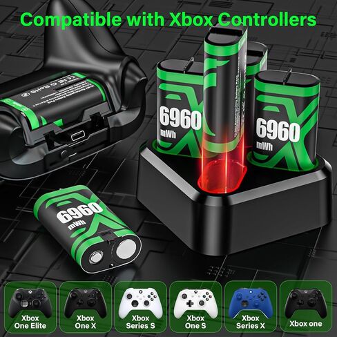 for Xbox Controller Battery Pack for Xbox oneS|X/Xbox Elite/Xbox Series X|S | for xbox controller battery pack Rechargeable, 4x6240mWh Batteries Pack for Xbox Accessories Kits, for Xbox battery charger in Saudi Arabia