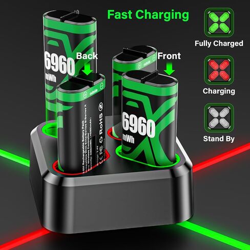 for Xbox Controller Battery Pack for Xbox oneS|X/Xbox Elite/Xbox Series X|S | for xbox controller battery pack Rechargeable, 4x6240mWh Batteries Pack for Xbox Accessories Kits, for Xbox battery charger in Saudi Arabia