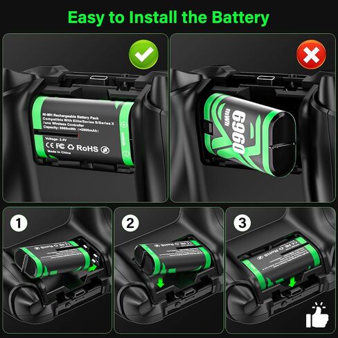 for Xbox Controller Battery Pack for Xbox oneS|X/Xbox Elite/Xbox Series X|S | for xbox controller battery pack Rechargeable, 4x6240mWh Batteries Pack for Xbox Accessories Kits, for Xbox battery charger in Saudi Arabia