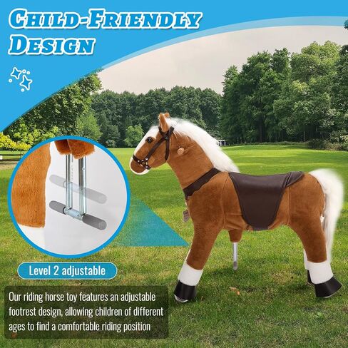 UFREE Horse أفضل هدية عيد ميلاد للفتيات. لعبة ركوب الخيل على المشي، ارتفاع 91.44 سم للأطفال من عمر 4 إلى 9 سنوات، مفاجأة عيد ميلاد مذهلة. (عرف وذيل أبيض) in Kuwait