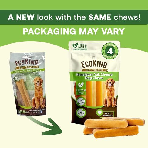 EcoKind Yak Cheese Himalayan Dog Chews, Yak Chews for Medium Dogs, Long Lasting Bone for Aggressive Chewers, 3 Ingredients, Natural High Protein Treats, No Additives, Lactose Free, Medium - 12 Chews in Saudi Arabia
