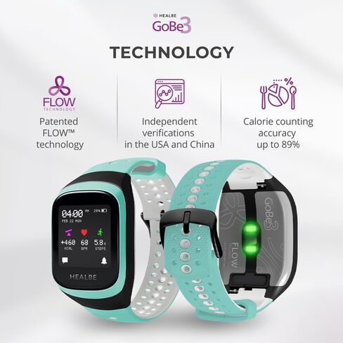 HEALBE GoBe3 - Wearable Health, Fitness and Activity Tracker with Automatic Tracking of Calorie Intake and Burning, Water Balance, Heart Rate, Sleep, neuroactivity, and Stress, with Free app, Obsidian in Kuwait
