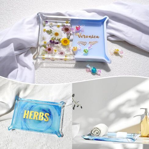 LET'S RESIN Resin Tray Molds, Small Rectangle Silicone Molds for Resin, Epoxy Resin Molds for Serving Tray, Resin Art, Resin Casting, DIY Jewelry/Cups/Makeup/Candy Storage Tray, Home Decor Crafts in Kuwait