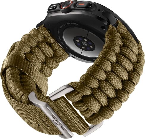 Paracord الوعرة متوافقة مع Samsung Galaxy Watch فرق فائقة 47 ملم للرجال ، حزام نايلون من النايلون المصنوع يدويًا من الفولاذ المقاوم للصدأ ، الأسود in Kuwait