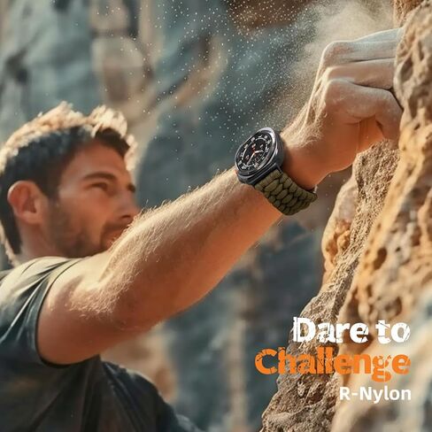 Paracord الوعرة متوافقة مع Samsung Galaxy Watch فرق فائقة 47 ملم للرجال ، حزام نايلون من النايلون المصنوع يدويًا من الفولاذ المقاوم للصدأ ، الأسود in Kuwait
