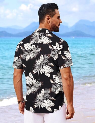 COOFANDY Mens Hawaiian Shirt Short Sleeve Button Down Shirts Tropical Floral Summer Beach Shirts in Saudi Arabia