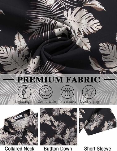 COOFANDY Mens Hawaiian Shirt Short Sleeve Button Down Shirts Tropical Floral Summer Beach Shirts in Saudi Arabia