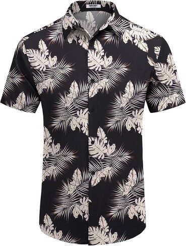 COOFANDY Mens Hawaiian Shirt Short Sleeve Button Down Shirts Tropical Floral Summer Beach Shirts in Saudi Arabia