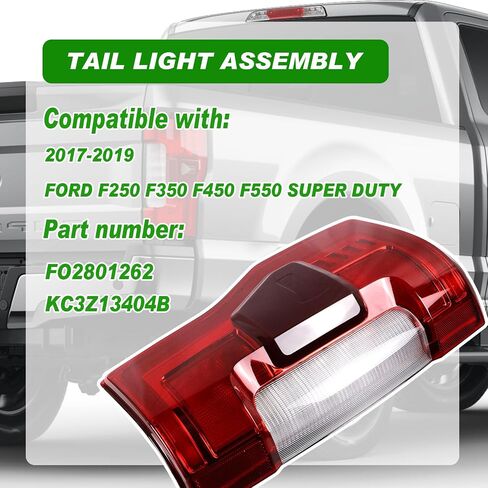Tail Rear Lights W/Blind Spot Module Halogen Compatible with Ford F250 F350 Super Duty 2017 2018 2019 Brake Taillights Lamp Assembly Right Passenger Side Replace KC3Z13404C in Kuwait