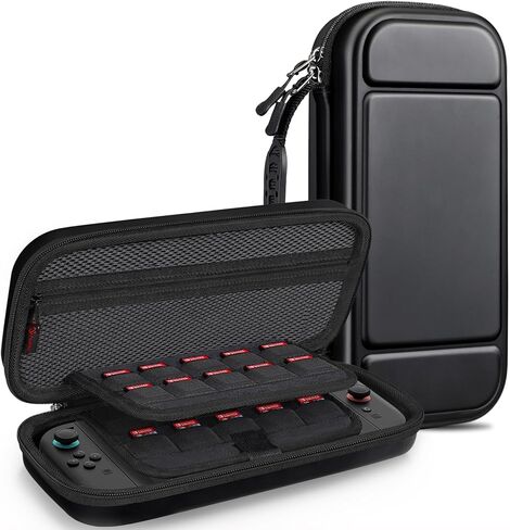 Fintie Carrying Case for Nintendo Switch 2 (2025) ، [shrackproof] قذيفة صلبة غلاف واقية محمولة مع 20 فتحات بطاقة لعبة وجيب داخلي للملحقات (أسود) in Kuwait