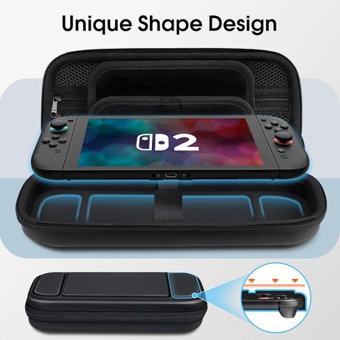 Fintie Carrying Case for Nintendo Switch 2 (2025) ، [shrackproof] قذيفة صلبة غلاف واقية محمولة مع 20 فتحات بطاقة لعبة وجيب داخلي للملحقات (أسود) in Kuwait