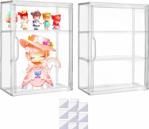 Attelite Acrylic Display Case,Upgrade 4 Tiers Clear Display Case with 3 Adjustable divider, Stackable Large Storage Box with Magnetic Door for Collectibles Action Figures in Saudi Arabia