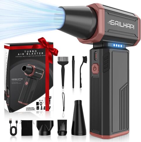 SAILHAP Compressed Air Duster 300000RPM, Cordless Electric Duster Brushless Motor Replace Canned Air, Rechargeable Mini Blower for PC, Car, Computers, Keyboard, Snow Removal & Outdoor, Great Gift in Saudi Arabia