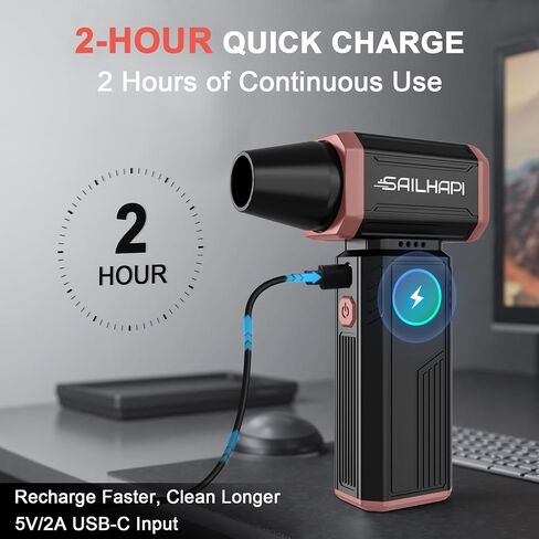 SAILHAP Compressed Air Duster 300000RPM, Cordless Electric Duster Brushless Motor Replace Canned Air, Rechargeable Mini Blower for PC, Car, Computers, Keyboard, Snow Removal & Outdoor, Great Gift in Saudi Arabia