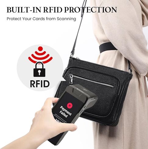 befen Genuine Leather Crossbody Bags for Women Medium Size over the Shoulder Purse for Women with Multi Zip Pockets in Kuwait