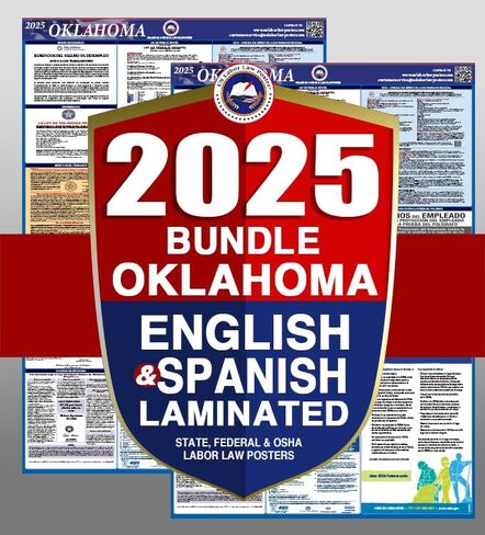 ملصق أوكلاهوما OK الكل في واحد للامتثال لقانون العمل والامتثال لقانون العمل لعام 2023 (الولاية الفيدرالية وإدارة السلامة والصحة المهنية) ورقة إنجليزية عادية in Kuwait