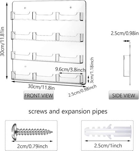 Hillban Acrylic Business Card Holder Wall Mount Clear Sticker Display Rack Multiple Card Holders Clear Acrylic Card Organizing Sticker Display Stand Pre Drilled Acrylic Display (4 Pockets) in Kuwait