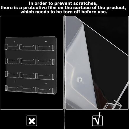 Hillban Acrylic Business Card Holder Wall Mount Clear Sticker Display Rack Multiple Card Holders Clear Acrylic Card Organizing Sticker Display Stand Pre Drilled Acrylic Display (4 Pockets) in Kuwait
