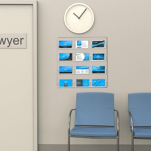 Hillban Acrylic Business Card Holder Wall Mount Clear Sticker Display Rack Multiple Card Holders Clear Acrylic Card Organizing Sticker Display Stand Pre Drilled Acrylic Display (4 Pockets) in Kuwait