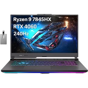 ASUS ROG Strix G17 17.3" QHD 240Hz Gaming Laptop, AMD Ryzen 9-7845HX, NVIDIA GeForce RTX 4060, 64GB DDR5, 4TB PCIe SSD, RGB Backlit Keyboard, Win 11 Home, Wi-Fi 6E, Gray, 32GB USB Card