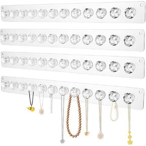 2Pcs Wall Necklace Holder for Women, Hanging Jewelry Organizer Wall Mount Crystal Holder Necklace Wall Hanger, Acrylic Bracelet Holder Organizer Jewelry Rack Adhesive Wall Hooks Necklace Storage in Kuwait