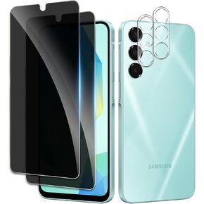 [2+2 Pack] Privacy Screen Protector for Samsung Galaxy A16, Anti-Spy Shatterproof Tempered Glass with Camera Lens Tempered Glass 9H Hardness Bubble Free Anti-Glare Case Friendly