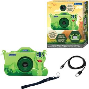 Lexibook, Dinosaur, 4-in-1 Camera for Kids with Protection, Photo, Video, MP3, and Games Functions, 15 Frames to Customize Your Photos, 8 GB Memory Card Included, DJ078DINO