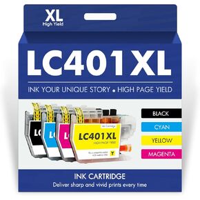 LC401XL LC401 MFC-J1010DW Ink Cartridges for Brother Printer LC 401 401XL for MFC-J1010DW MFC-J1170DW MFC-J1012DW MFC-J1800DW MFC J1010DW - 4 Pack High Yields Black Cyan Magenta Yellow