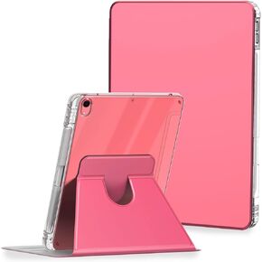 Feams Case for iPad (A16) 11th Generation 11 Inch 2025, iPad 10th Generation 10.9 Inch 2022, Rotating Case Clear Back Cover with Pencil Holder & Auto Sleep, Pink Marble