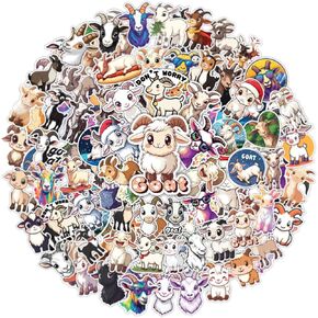 64pcs Goat Stickers - Goat Sticker Waterproof Decals for Water Bottles Laptop Luggage Computer Scrapbooking Teens Adults Girls Kids Funny Party Birthday Decorations