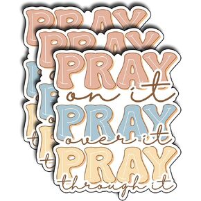(3Pcs) Pray On It Pray Over It Pray Through It Sticker, Christian Sticker, Jesus Sticker, God Cristianos Cross Bible Decorate Waterproof Vinyl Water Bottle Phone Laptops Sticker Gifts 3x2.4 Inch