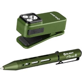 OLIGHT Oclip Pro EDC Flashlight Clip-on Light, Rechargeable 500 Lumens Bundle O'Pen Mini 2 Ballpoint Pen