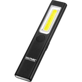 HAUTMEC 12-in-1 Pocket Flashlight with Clip, Slim Flat Flashlight Rechargeable Work Light with USB-C Fast Charging, Dual Light, Magnetic Base, 500LM Aluminum LED Torch IP64 Waterproof & Drop-Resistant
