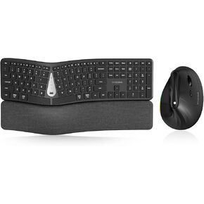 RGB Rechargerable Ergonomic Wireless Mouse and Split Ergonomic Wireless Keyboard Combo