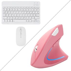 Ergonomic Small Slim Rechargeable Bluetooth Keyboard Mouse Set for Apple iPad iPhone Samsung Tablet Phone Android PC Computer Mac Smartphone,Wireless Mouse Ergonomic Vertical Mouse
