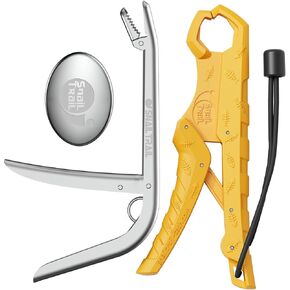 7.5" Floating Fish Lip Gripper & 7.5" Fish Hook Remover & Odor Removal Tool Kit, Fishing Dehooker, Stainless Steel Unhook Plier, Trout Bait Retriever Accessories