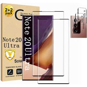 Galaxy Note 20 Ultra Screen Protector, Tempered Glass Screen Protector【2+2 Pack 】 2 Pack Camera Lens Protector, 9H Hardness Tempered Glass Screen Protector for Samsung Galaxy Note 20 Ultra