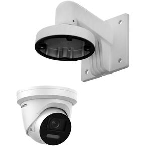 DS-2CD2387G2-LSU/SL 4K 8MP Color-Vu POE IP Dome Camera with Strobe Light and Audible Warning, WDR, Compatible with Hik Vision NVR, Bundle with PC140 WMS WML DS-1273ZJ-140 LTB342-140 Wall Mount Bracket