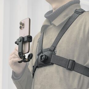 Adjustable Mobile Phone Chest Strap Harness Mount for POV/VLOG,Comfortable Design Cell Phone Clip Compatible with iPhone,Samsung,GoPro Hero 13/12/11,DJI Osmo Action 4/3