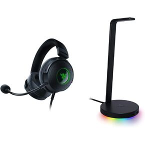 Razer Kraken V3 HyperSense Wired USB Gaming Headset Base Station V2 Chroma Headset Stand and Holder Bundle