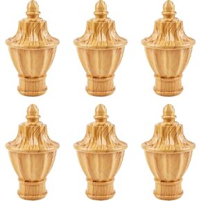 Curtain Finials, 6Pcs Gold Plastic Drapery Rail Pole Head Cap Decorative Window Curtain Rail End Curtain Rod Pole Finials Ends, Fits Dia. 28mm/1.1in Curtain Rods (Pagoda Shape) in Saudi Arabia