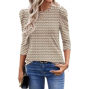 Ivicoer 3/4 Length Sleeve Womens Tops Summer Spring Tops for Women 2025 Puff Lace Sleeve Shirts Blouses in Kuwait